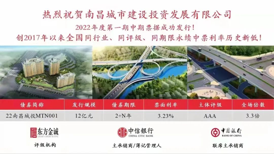 2022首戰(zhàn)告捷！南昌城投集團(tuán)成功發(fā)行12億元中期票據(jù)